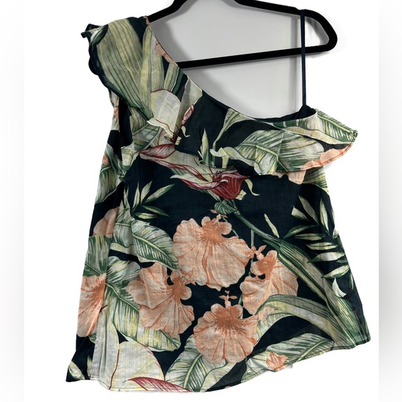 Ann Taylor Hawaii Tropic Floral One Shoulder Blouse Women's Size Small - Picture 7 of 13